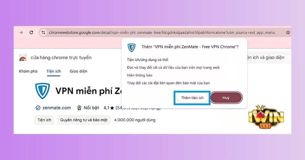 Thêm tiện ích VPN vào cửa sổ trình duyệt